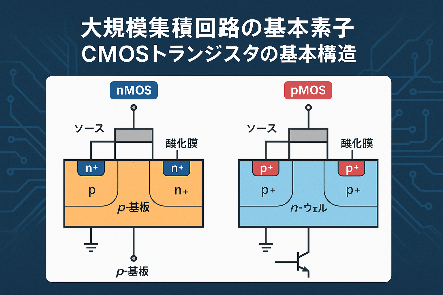 大規模集積回路の基本素子｜CMOSトランジスタの基本構造